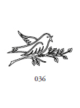 Dekor 036, en fågel sitter på en gren med öppen näbb