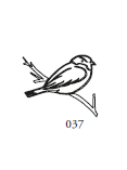 Dekor 037, en fågel sitter på en kal gren
