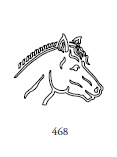 Dekor 468, hästhuvud i profil