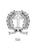 Dekor 526, kors med en krans och rosett längs ner
