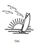 Dekor 506, segelbåt i en solnedgång